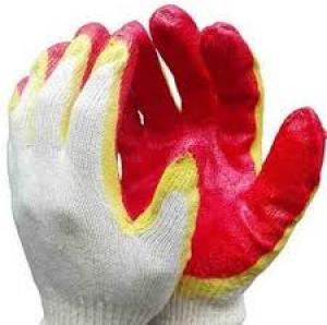 Перчатки с 2-слойным латексным покрытием 13 кл. красно-желтые