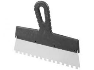 Шпатель из нержавеющей стали 250мм зуб 10х10мм пластмассовая ручка/Сибртех 85500