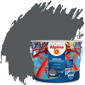 Грунт-эмаль алкид Alpina Эмаль быстросох по рж.шелковисто-мат RAL7024  2,00кг