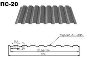 Профилированный лист МП-20х1100-А RETAIL (ПЭ-01-8017-СТ) (1,7м х1,15м) 0,35мм Профилированный лист МП-20х1100-А RETAIL (ПЭ-01-8017-СТ) (1,7м х1,15м) 0,35мм